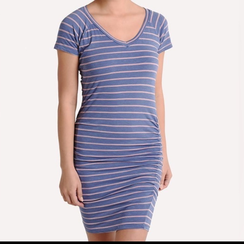 Anthropologie Sundry striped neck‎ Vibrant Blue and Pink Dress size 2 or medium